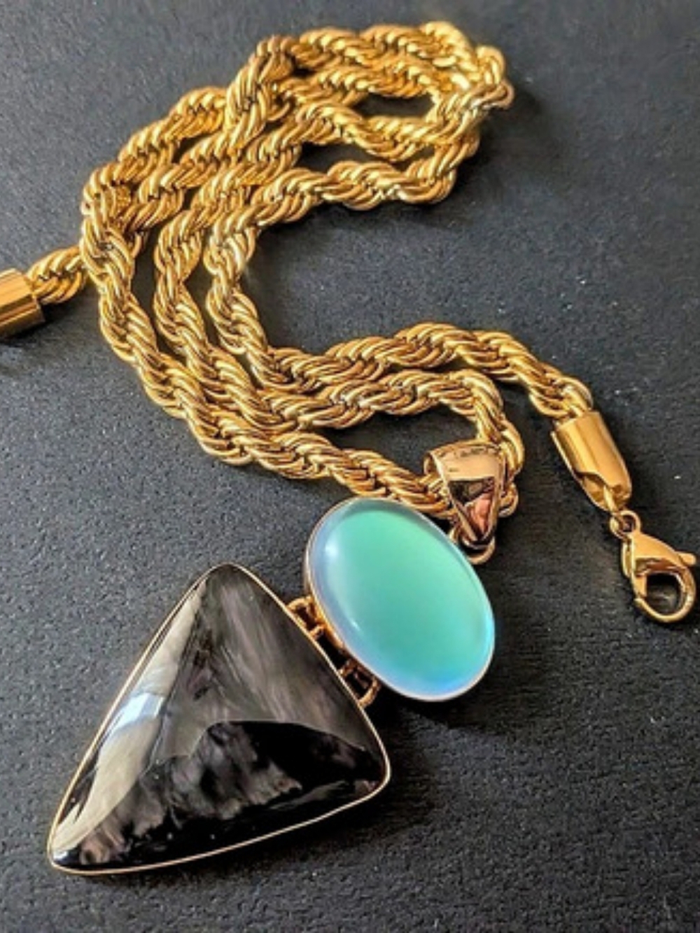 Charles Albert Alchemia Luminite & Rainbow Obsidian Pendant Necklace